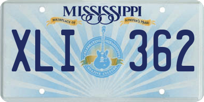 MS license plate XLI362