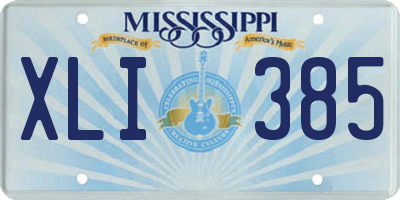 MS license plate XLI385