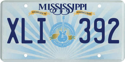MS license plate XLI392