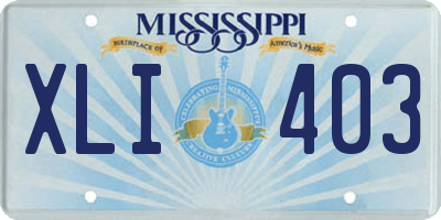 MS license plate XLI403