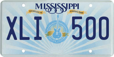 MS license plate XLI500