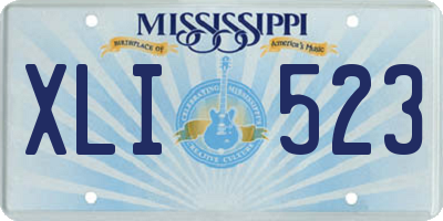 MS license plate XLI523