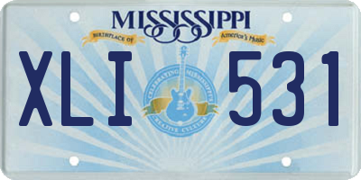 MS license plate XLI531
