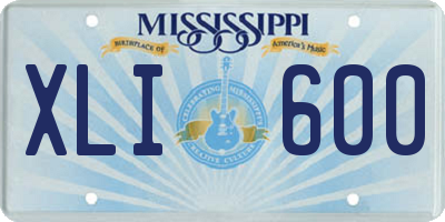 MS license plate XLI600