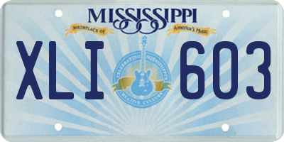 MS license plate XLI603