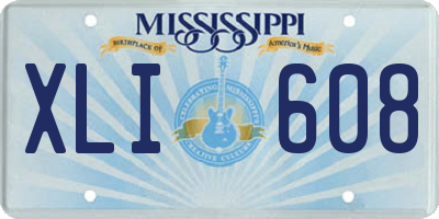 MS license plate XLI608