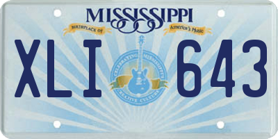 MS license plate XLI643