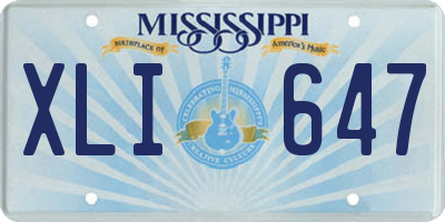 MS license plate XLI647