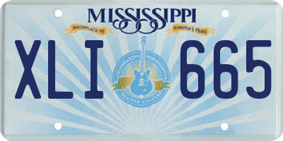MS license plate XLI665