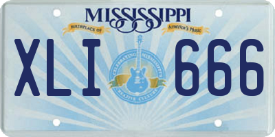 MS license plate XLI666