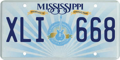 MS license plate XLI668