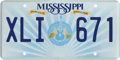 MS license plate XLI671