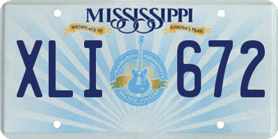 MS license plate XLI672