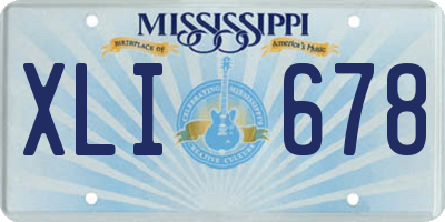 MS license plate XLI678