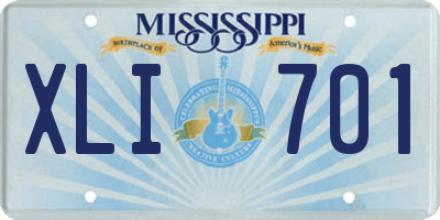 MS license plate XLI701