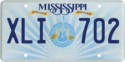 MS license plate XLI702