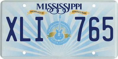 MS license plate XLI765