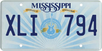 MS license plate XLI794