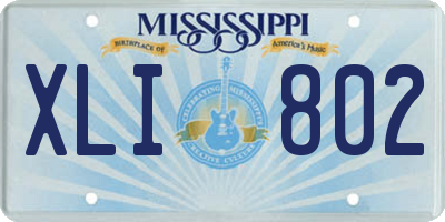MS license plate XLI802