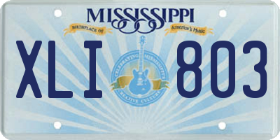 MS license plate XLI803