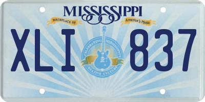 MS license plate XLI837
