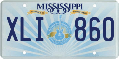 MS license plate XLI860