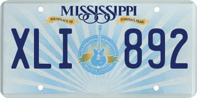 MS license plate XLI892