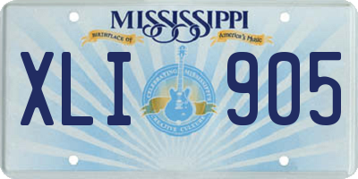 MS license plate XLI905