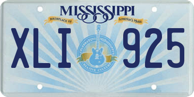 MS license plate XLI925