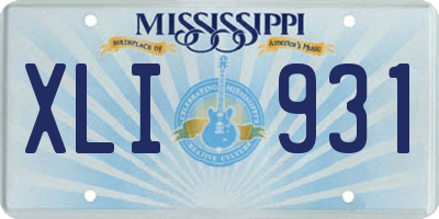 MS license plate XLI931