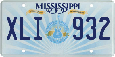 MS license plate XLI932