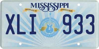 MS license plate XLI933