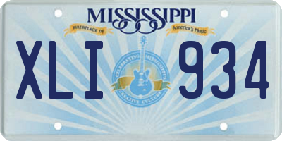 MS license plate XLI934
