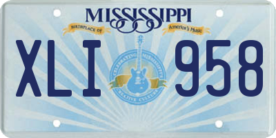 MS license plate XLI958