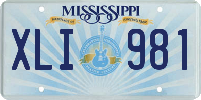 MS license plate XLI981