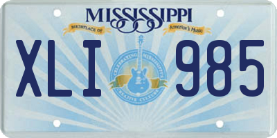 MS license plate XLI985