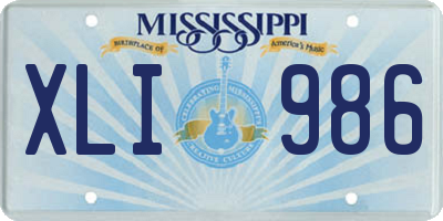 MS license plate XLI986