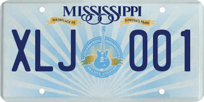 MS license plate XLJ001