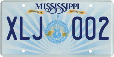 MS license plate XLJ002