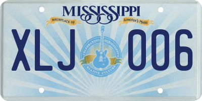 MS license plate XLJ006