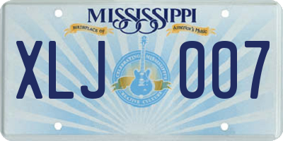 MS license plate XLJ007