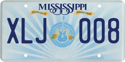 MS license plate XLJ008