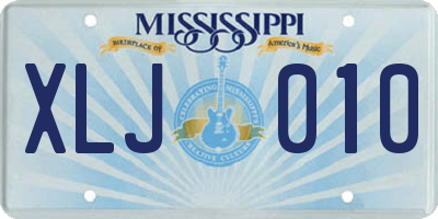 MS license plate XLJ010
