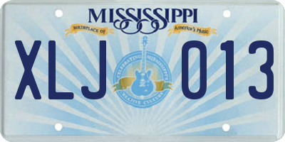 MS license plate XLJ013