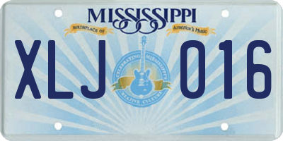 MS license plate XLJ016