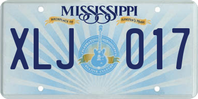 MS license plate XLJ017