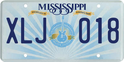 MS license plate XLJ018