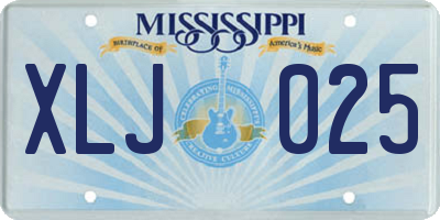 MS license plate XLJ025