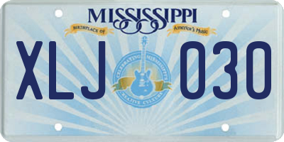 MS license plate XLJ030