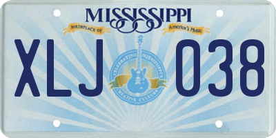 MS license plate XLJ038